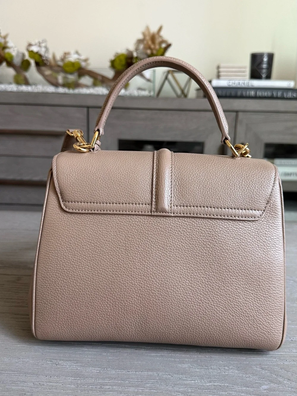 Celine - Taupe Leather Top-Handle Bag